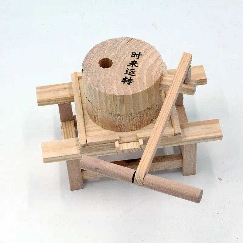 Wooden Ancient Well Imitation Farm Tools Windmill Wooden Mill Model Gift Small Ornament Craft
