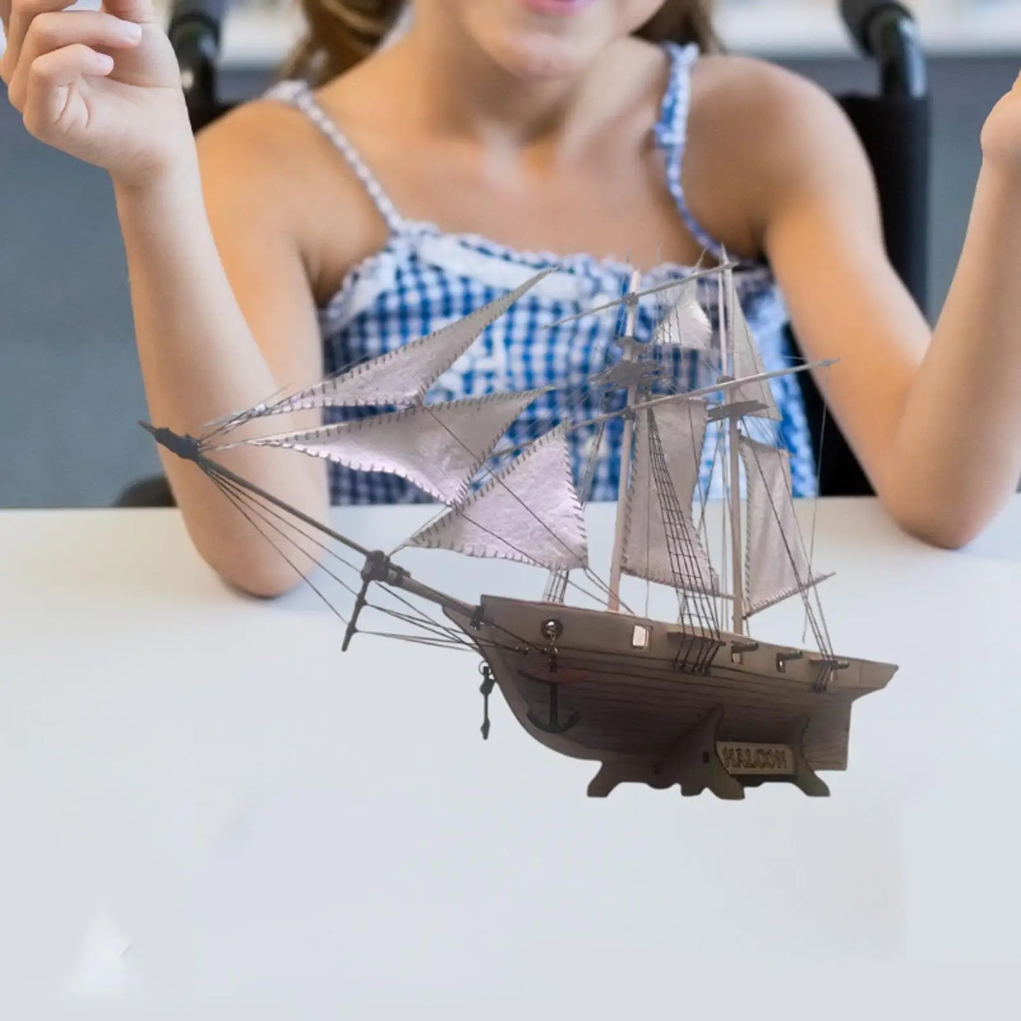 Mini Sailboat Model Wooden Miniature Sailing Boat DIY Model Decorative