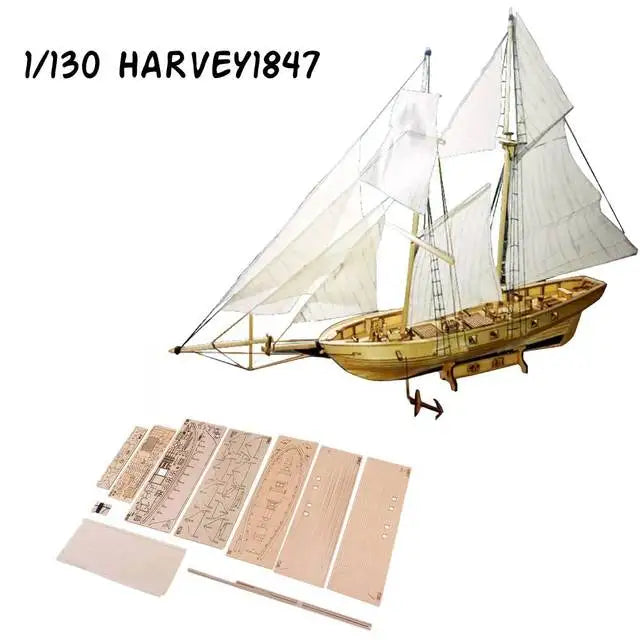1:100/148/130/120 Wooden Ship Assembly Model DIY Kit Sailing Home Desktop Room Sailboat Decor Ship Model Set for Kids Adult Gift