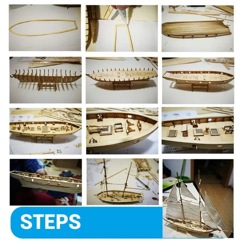 3-D Wooden Puzzle DIY Ship Craft Model Kits for Teenager Adult Pre-cut Assembly Building Toy Sailing Boat Kits Kids Gift