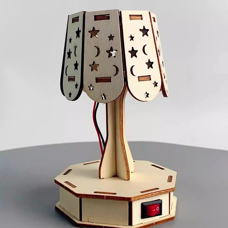 Wood Craft Kit Colorful Small Table Lamp DIY Science Building Projects 3D Wooden Puzzles Assembly Model Set Educational Toys
