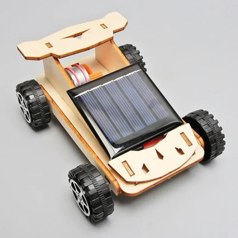 DIY Wooden Solar Car Science Experiment Building Projects Kit Moveable Solar Power RC Car Learning Toy for Children