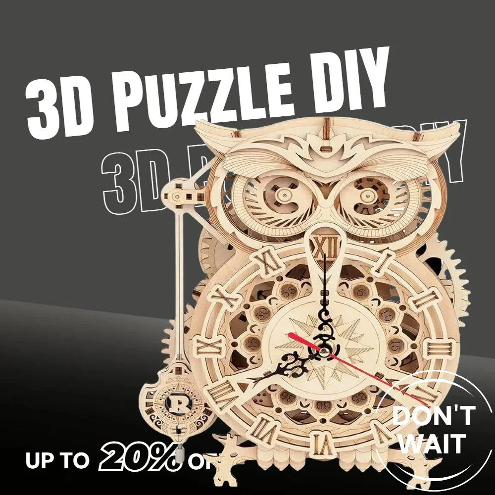 161PCS Adult 3D Wooden Puzzle Owl Clock - Mechanical Model Making Kit Men Women DIY Handmade Puzzle Clock Puzzle