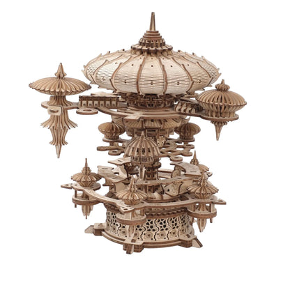 Wooden Handmade 3d Music Box Assembly Building Blocks Sky City Handmade Diy Building Block Model Decoration Kit Gifts For Adults