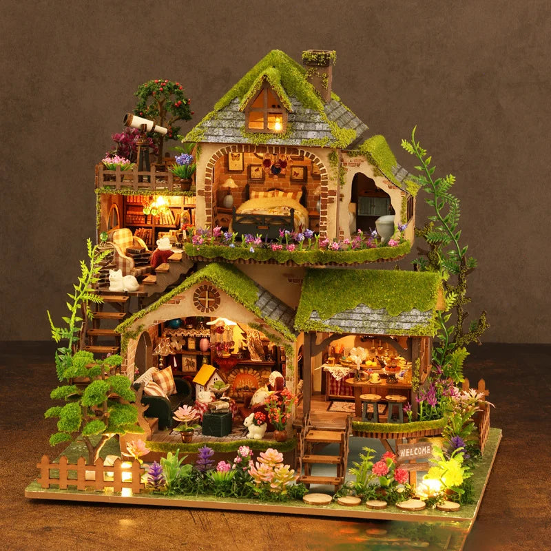 DIY Wooden Miniature Model Kit Forest Adventures Casa Doll Houses 3D Puzzle Dollhouse With Furniture for Friends Christmas Gifts