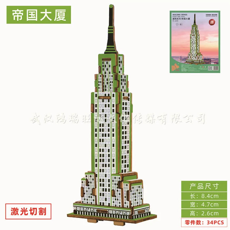 Wooden Building 3D Small House Beauty House Jigsaw Puzzle Laser Version Children's Early Education Educational Toys Kids Toys