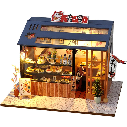 Wooden 3D Puzzles Mini Doll House DIY Small House Kits Assembly Model Building Room Bedroom With Furniture Dollhouse Xmas Gifts