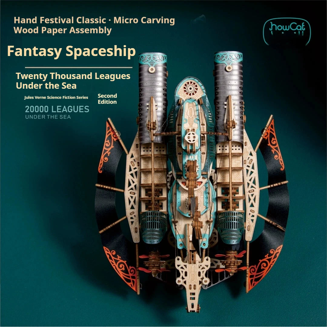 HowCat DIY 3D Wooden Puzzle Fantasy Spaceship Popular Assembly Model Kits Toys for Children Kids Girls Birthday Gift