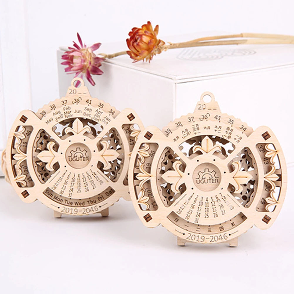 DIY 3D Perpetual Calendar Wooden Puzzle Game Gear Rotating Assembly Toy Learning & Education Unisex Puzzles Toy For Teens Adults