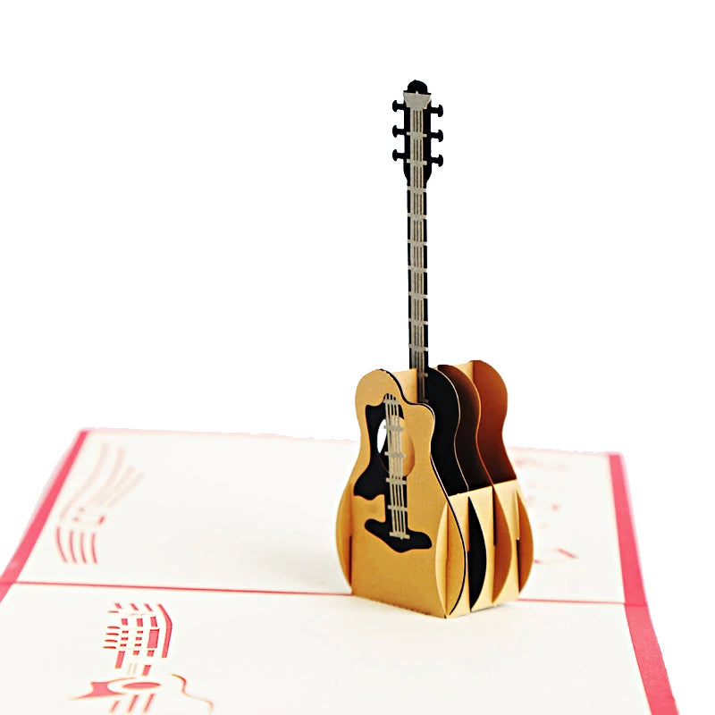 3D Classic Wooden Guitar Greeting Card, Concert, Violin, Piano, Invitation, Birthday Card, Gifts, Sympathy Card, Thank You Card