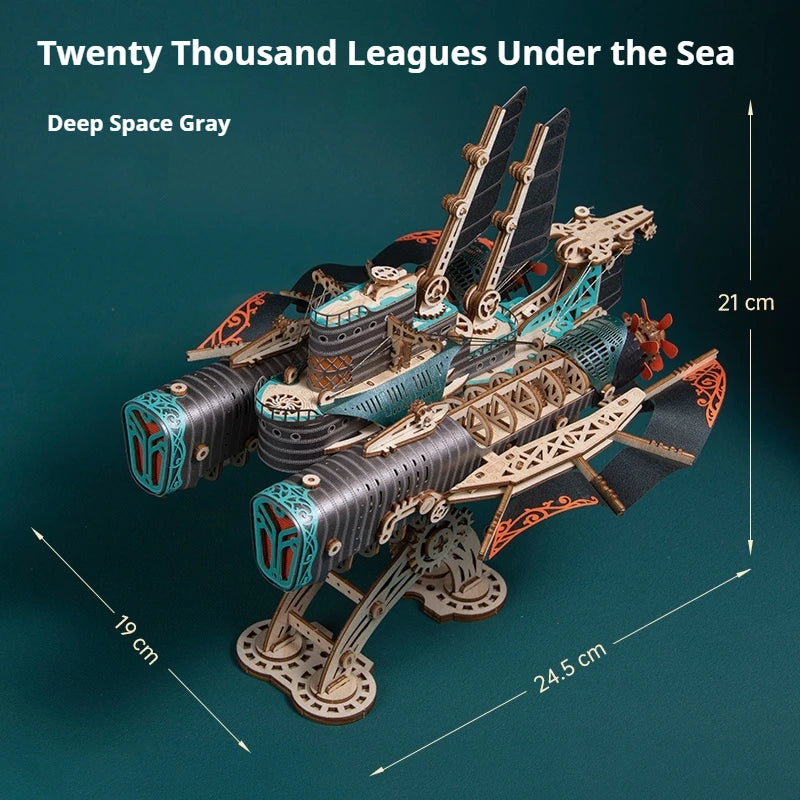 HowCat DIY 3D Wooden Puzzle Fantasy Spaceship Popular Assembly Model Kits Toys for Children Kids Girls Birthday Gift