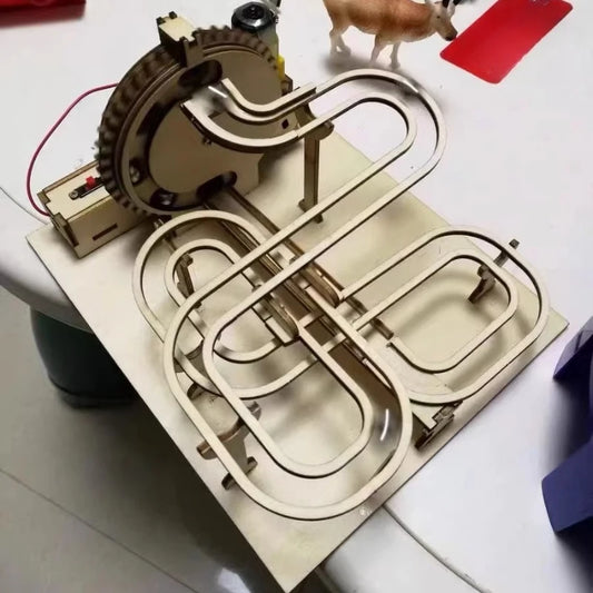 DIY Wooden Marble Machine - 3D Mechanical Gear Model, STEAM Educational Building Kit for Children