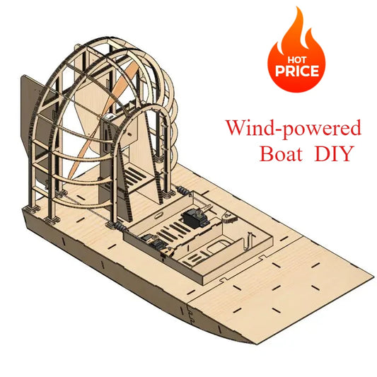 Wind-powered Boat Wooden Assembled Ship Model Electric Toy Remote Control Ship Third Generation Parent-child Interaction