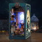 3D Wooden Book Stand Puzzle,DIY Book Nook Kits,Dollhouse Wood Bookends Book Nook Model Building Kit with LED ,Gift for Adults