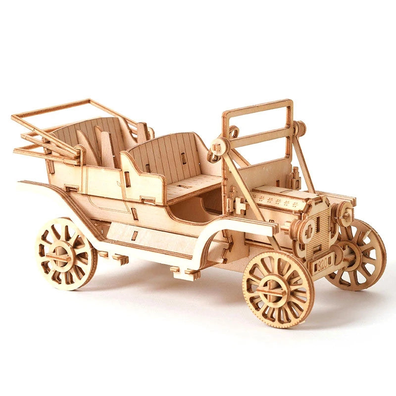 FRIHA-DIY Car Toys 3D Wooden Puzzle  Assembly Model Wood Craft Kits Desk Decoration For Children Kids