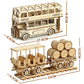 Ury 3D Wooden Puzzle Movable Retro Steam Train Double-decker Bus Handmade Assembly Truck Model DIY Toys Decoration Gift for Kids