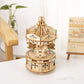 Rotatable DIY 3D Puzzles Carousel merry-go-round Music Octave Box Wooden Model Mechanical Kits Assembly Decor Toys Gift for Kids