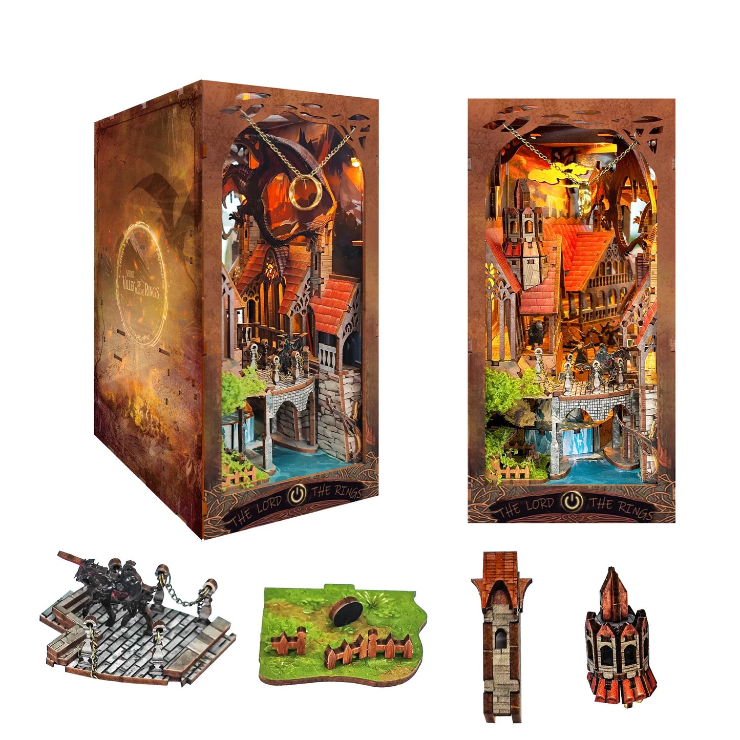 3d Diy Book Nook Shelf Wooden Model Bookshelf Kits Spirit Valley Of The Magic Ring Handmade Miniature Bookend For Friends Gift