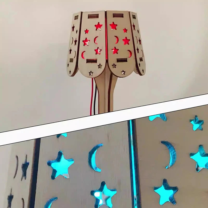 Wood Craft Kit Colorful Small Table Lamp DIY Science Building Projects 3D Wooden Puzzles Assembly Model Set Educational Toys