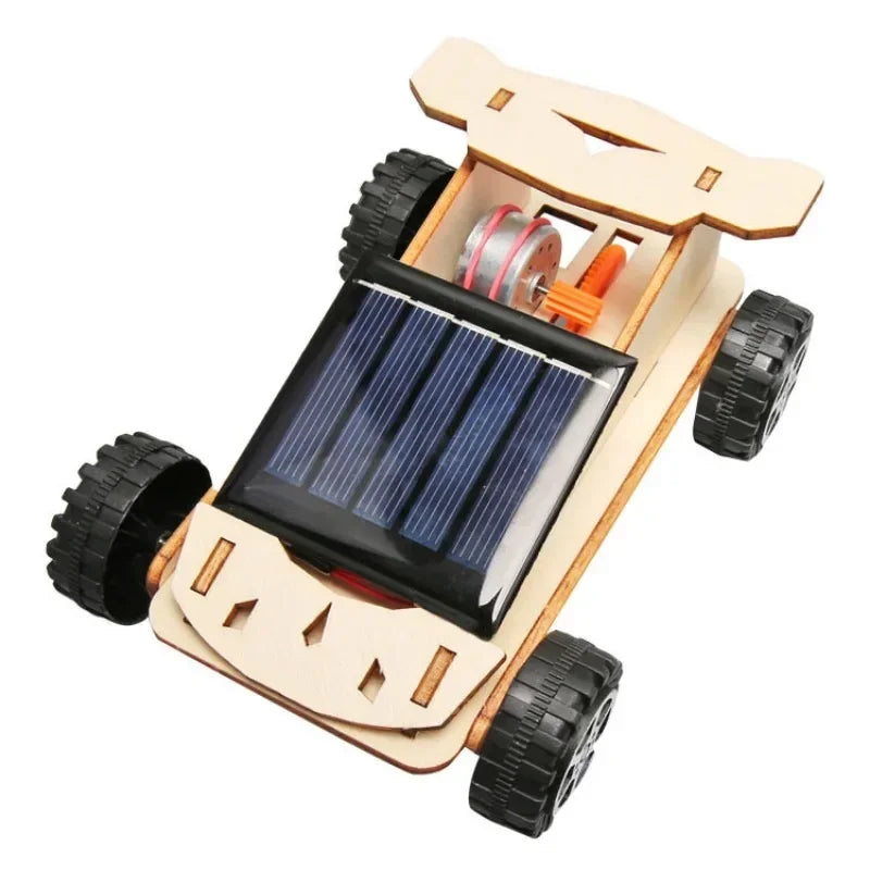 DIY Wooden Solar Car Science Experiment Building Projects Kit Moveable Solar Power RC Car Learning Toy for Children
