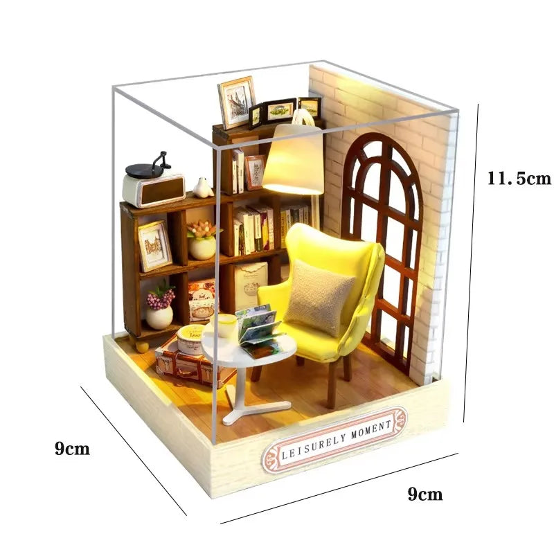 Wooden 3D Puzzles Mini Doll House DIY Small House Kits Assembly Model Building Room Bedroom With Furniture Dollhouse Xmas Gifts