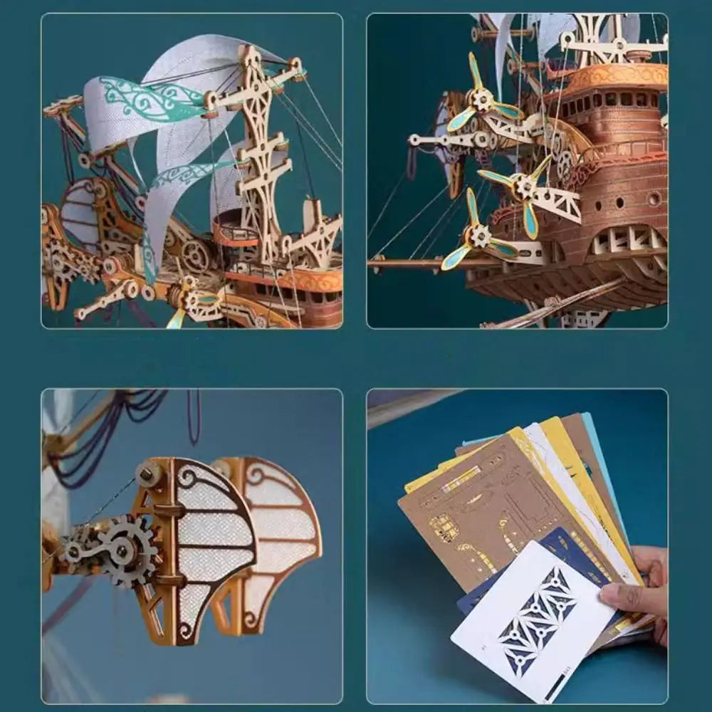 Assembly Fantastic Spaceship Model Miniature Model Handicraft DIY 3D Wooden Puzzle Collection Ornament Ship Building Block Kits