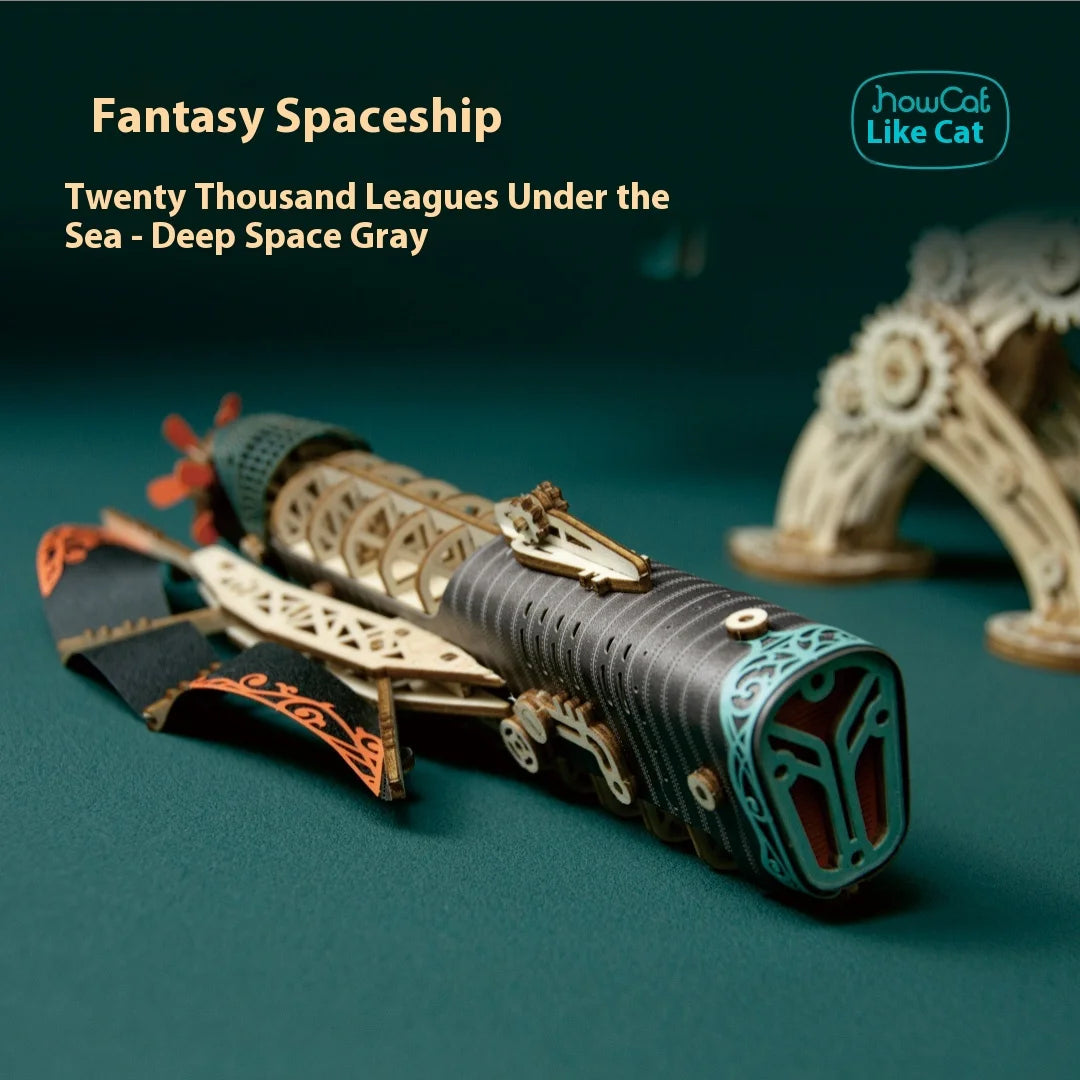 HowCat DIY 3D Wooden Puzzle Fantasy Spaceship Popular Assembly Model Kits Toys for Children Kids Girls Birthday Gift