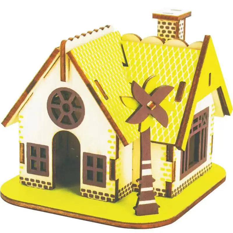 Wooden Building 3D Small House Beauty House Jigsaw Puzzle Laser Version Children's Early Education Educational Toys Kids Toys