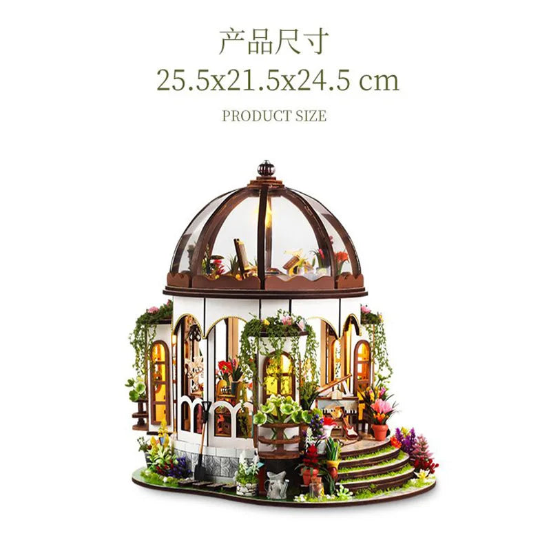 DIY Wooden Cabin Model Kit - Handmade bookstore garden pet shop Assembly House Birthday Gift Creative Handcraft Building Project