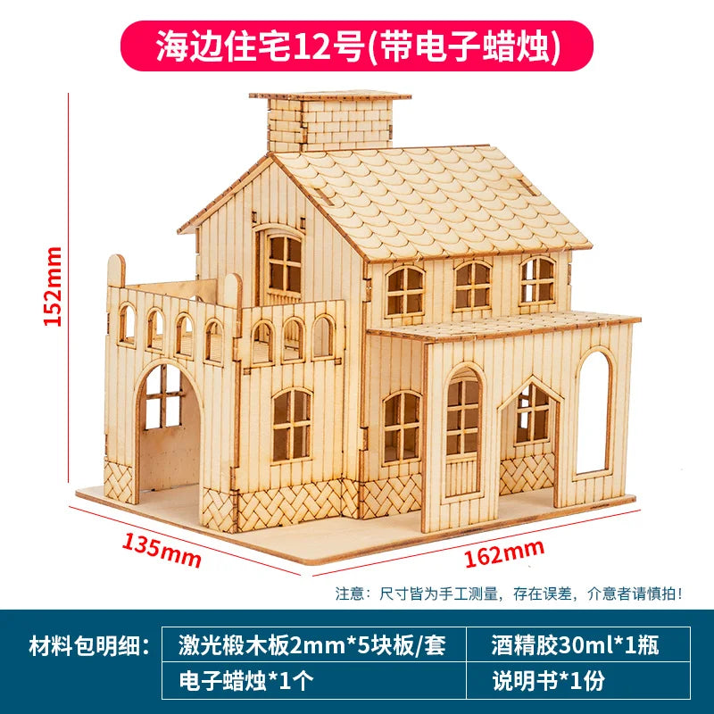 1:50 Scale Miniature Building Prefabricated House Wooden Cabin DIY Assembly Model Kit Wooden Constructor Architecture Material