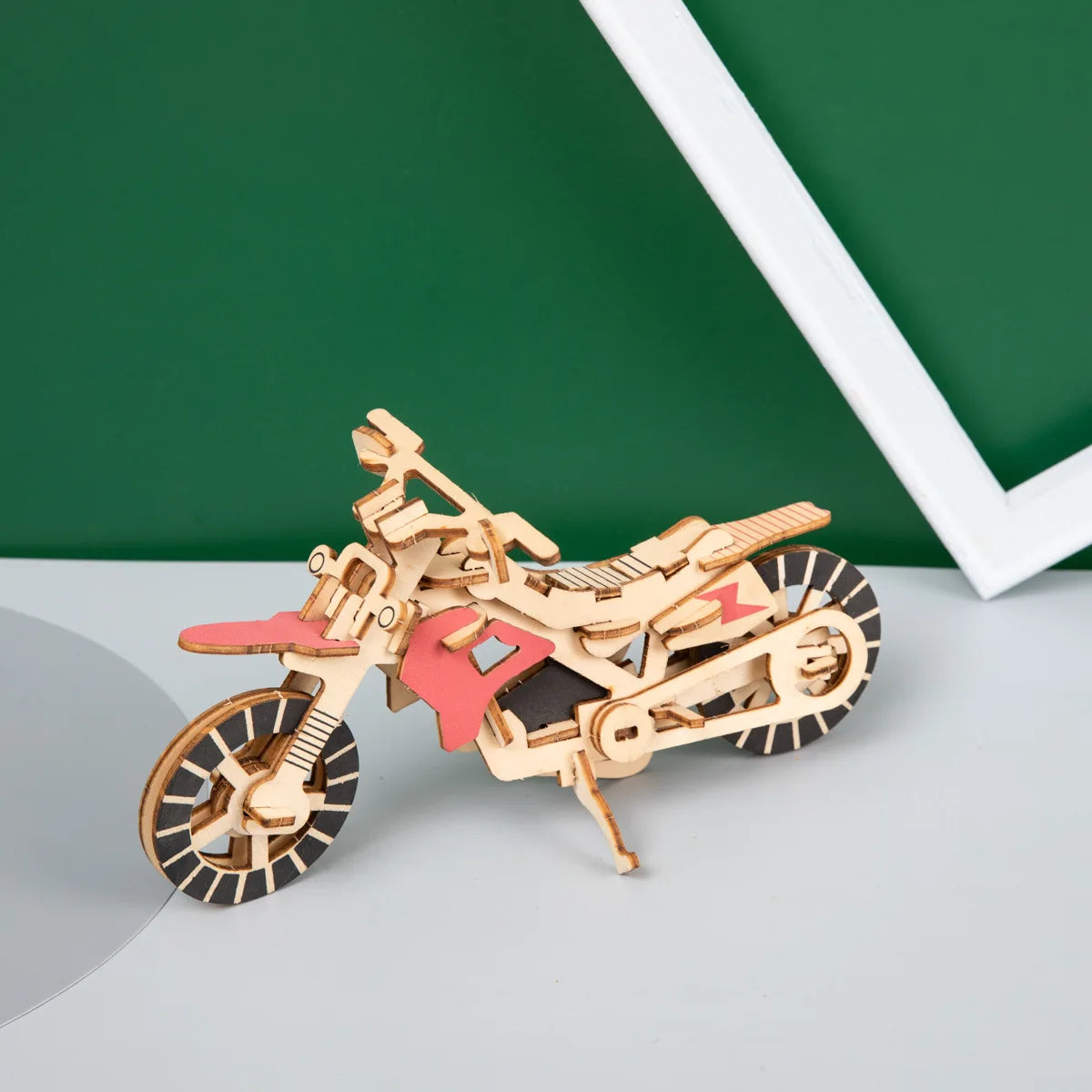 3D Wooden Cars Motorcycle Puzzle Assembly Model DIY Handmade Jigsaw Desktop Decorations for Kids Gift