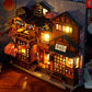 3D Wooden Puzzle DIY Book Nook Kit Bookend Shelf Insert Alley Miniature Dollhouse Model Building Set Craft for Home Decoration