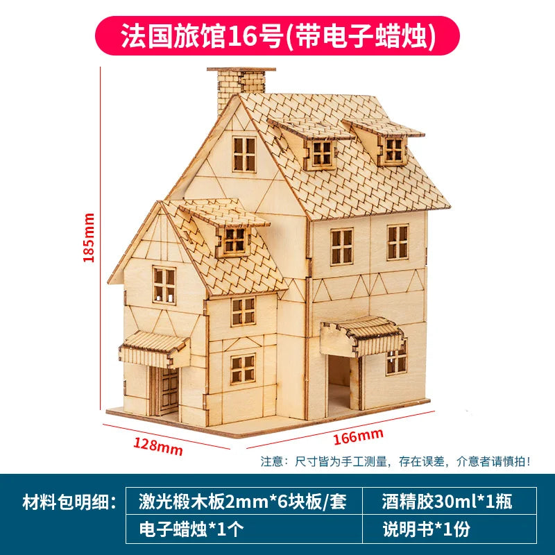 1:50 Scale Miniature Building Prefabricated House Wooden Cabin DIY Assembly Model Kit Wooden Constructor Architecture Material