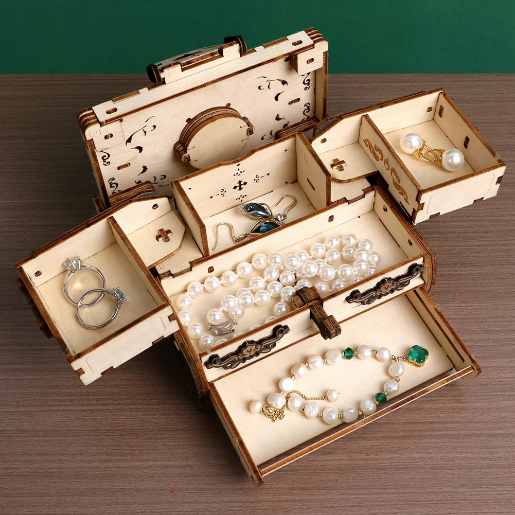 3D Wooden Puzzle Exquisitely Carved Vintage Storage Box Wooden Classic Jewelry Box Puzzle Women Birthday Gift Christmas Gift