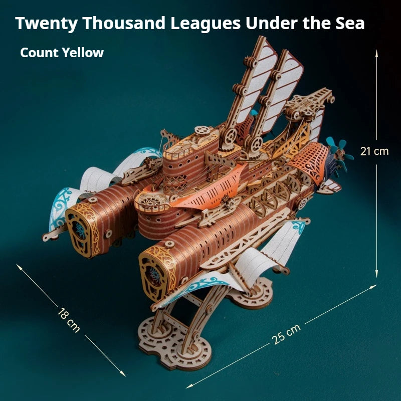 HowCat DIY 3D Wooden Puzzle Fantasy Spaceship Popular Assembly Model Kits Toys for Children Kids Girls Birthday Gift