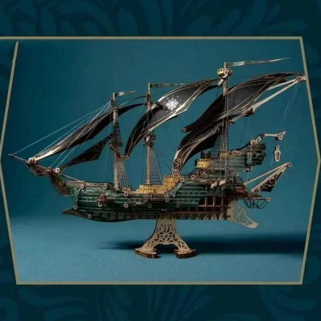 Fantasy spaceship pirate ship 3D three-dimensional puzzle handmade wooden model creative holiday gift