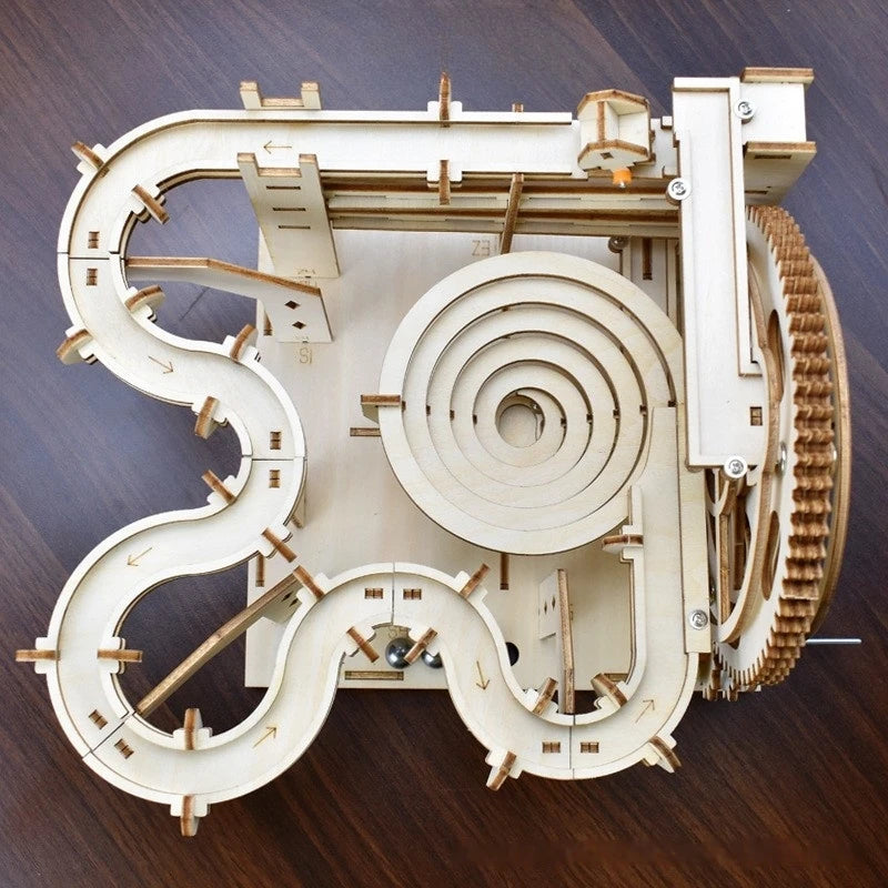 3d Wooden Puzzle Building Model Kits Marble Runs Mechanical Puzzles Self Assembly Toy STEAM Educational Toys for Kids Adult Gift
