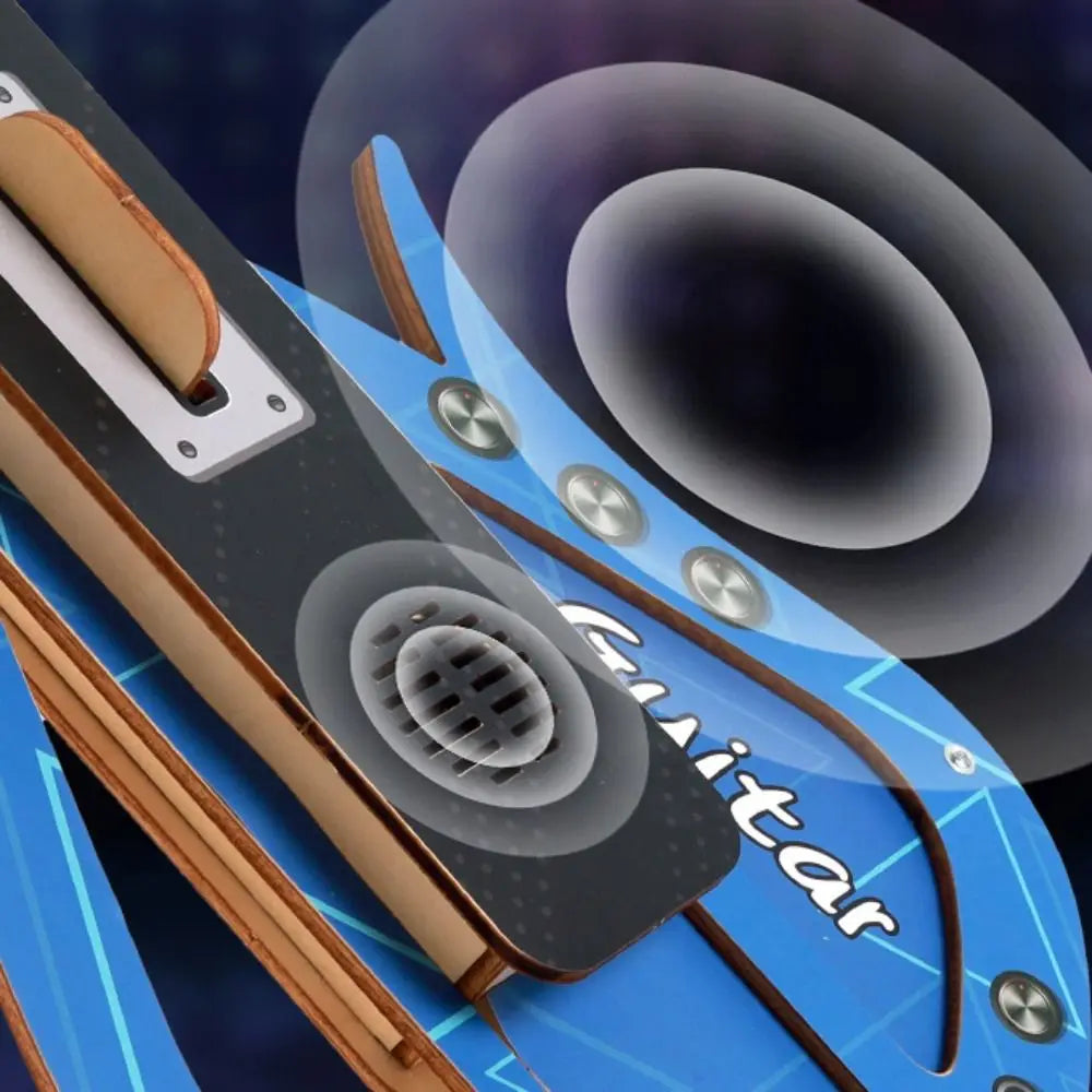 Wooden DIY Technology Electric Guitar Sound DIY Assembly Children's Music Guitar Toy Interactive Portable Music Instrument Toys