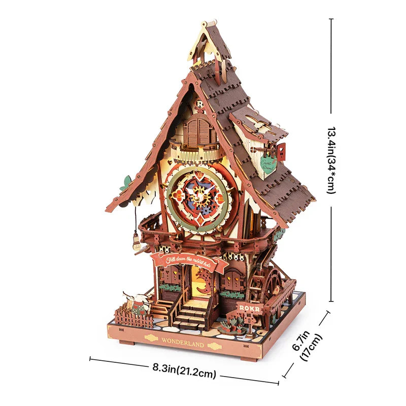 Robotime Rokr Cuckoo Clock Mechanical 3D Wooden Puzzles DIY Mechanical Aesthetic Room Decor Unique Gift for Adult