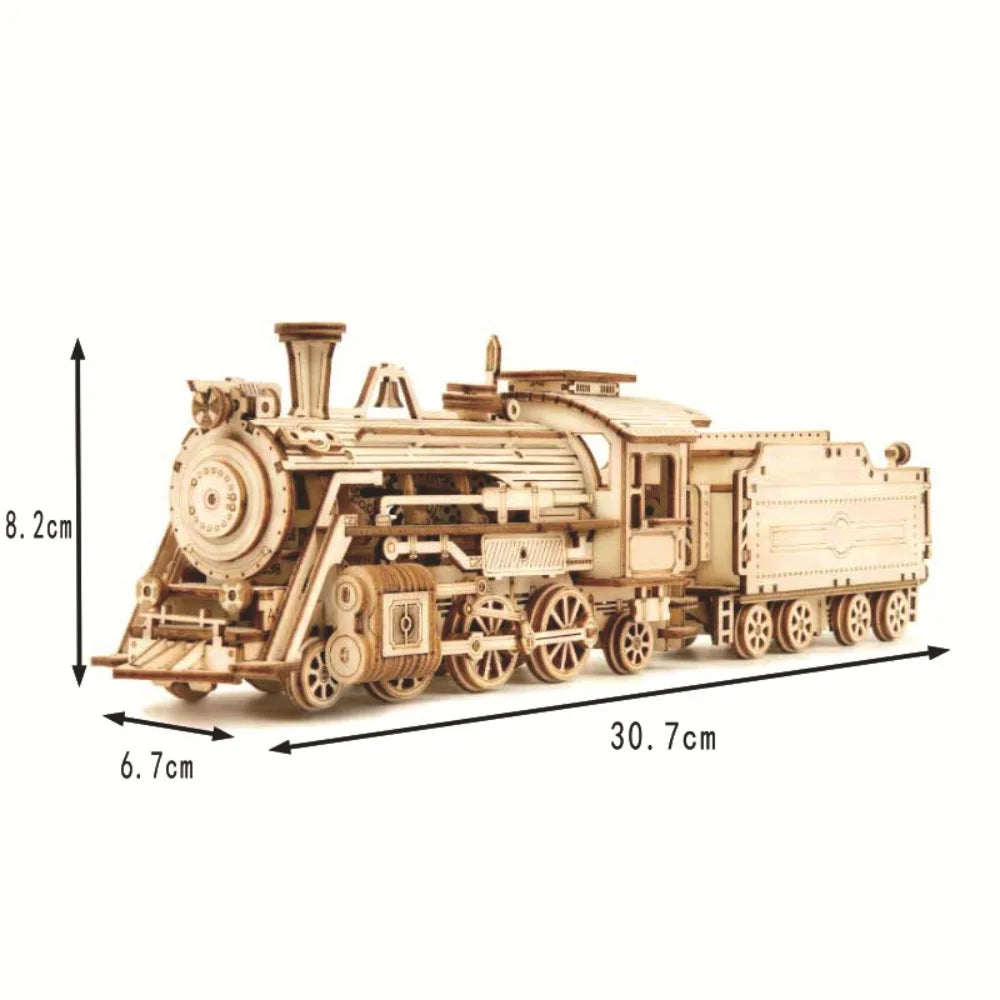 Children Children's Puzzle Box Model Kit Wooden Construction Kit 3D Wooden Puzzle Mechanical Model Steam Train