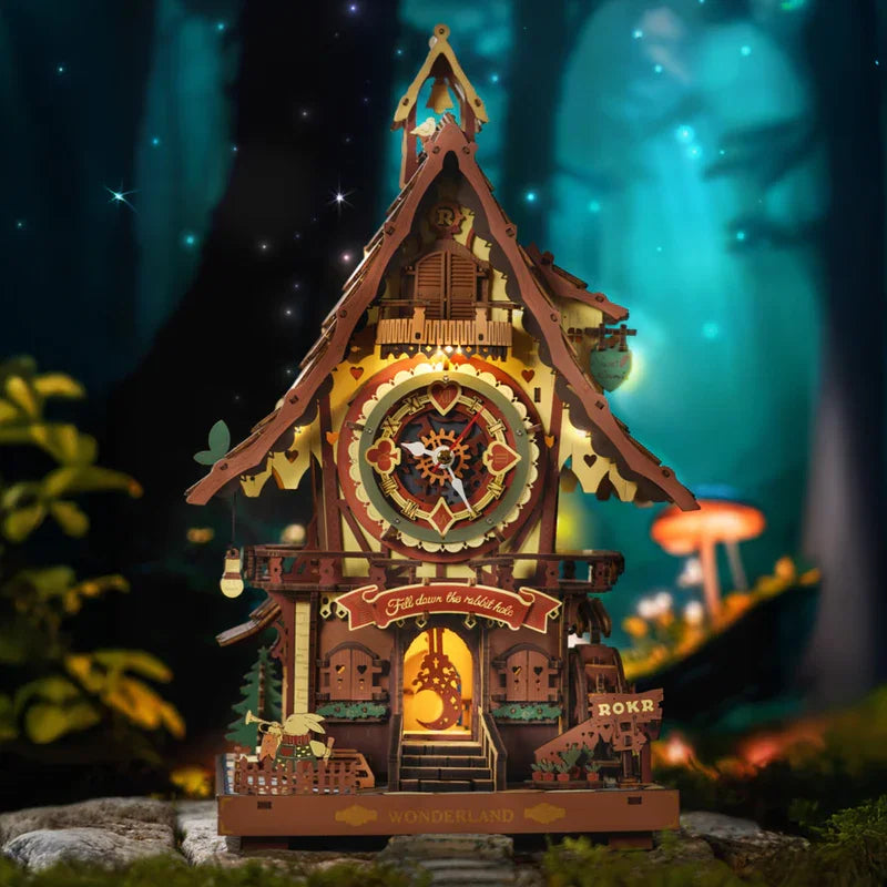 Robotime Rokr Cuckoo Clock Mechanical 3D Wooden Puzzles DIY Mechanical Aesthetic Room Decor Unique Gift for Adult