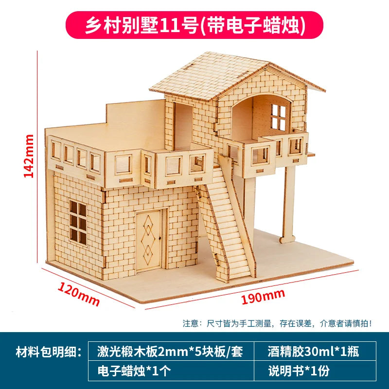 1:50 Scale Miniature Building Prefabricated House Wooden Cabin DIY Assembly Model Kit Wooden Constructor Architecture Material