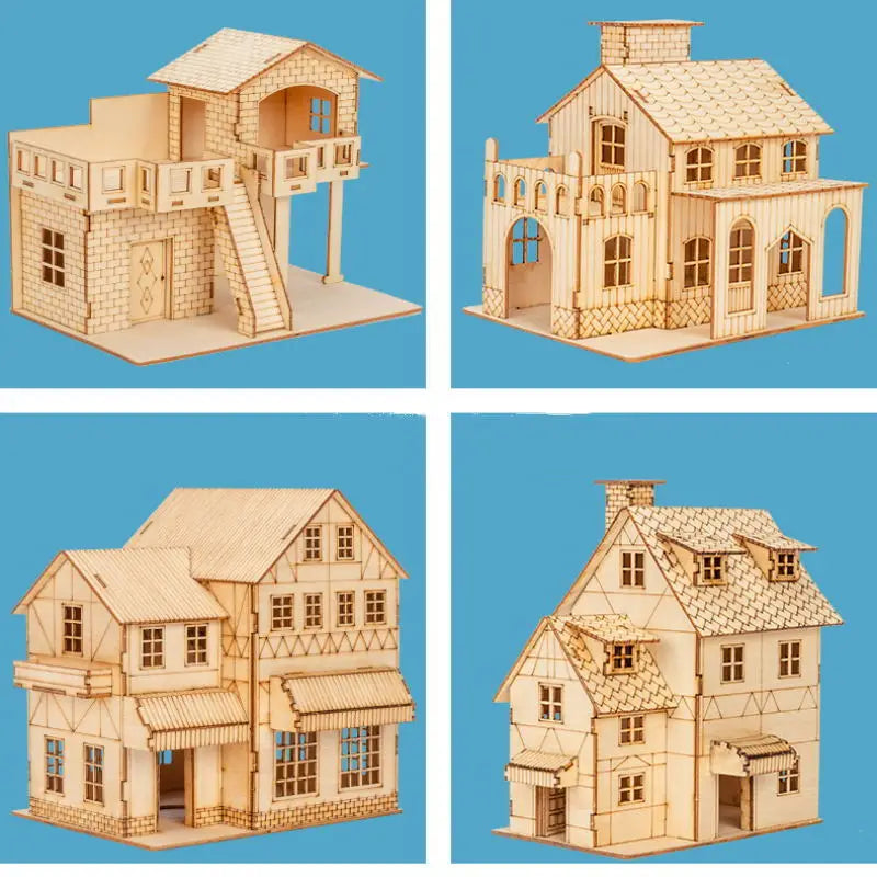 1:50 Scale Miniature Building Prefabricated House Wooden Cabin DIY Assembly Model Kit Wooden Constructor Architecture Material