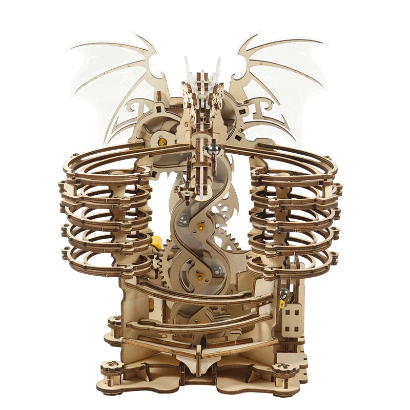 3D Wooden Puzzle DIY High Complexity Marble Run Puzzle Set Dragon Jigsaw Model Kits Building Block Educational Gift For Kids
