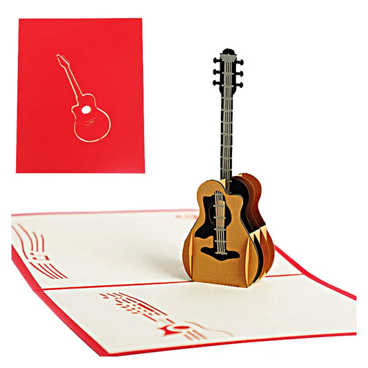 3D Classic Wooden Guitar Greeting Card, Concert, Violin, Piano, Invitation, Birthday Card, Gifts, Sympathy Card, Thank You Card