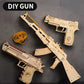 3D Wooden Mechanical Guns Shooting Models Building Block Assemble Outdoor Sport Puzzle Toy for Children Creative Gift