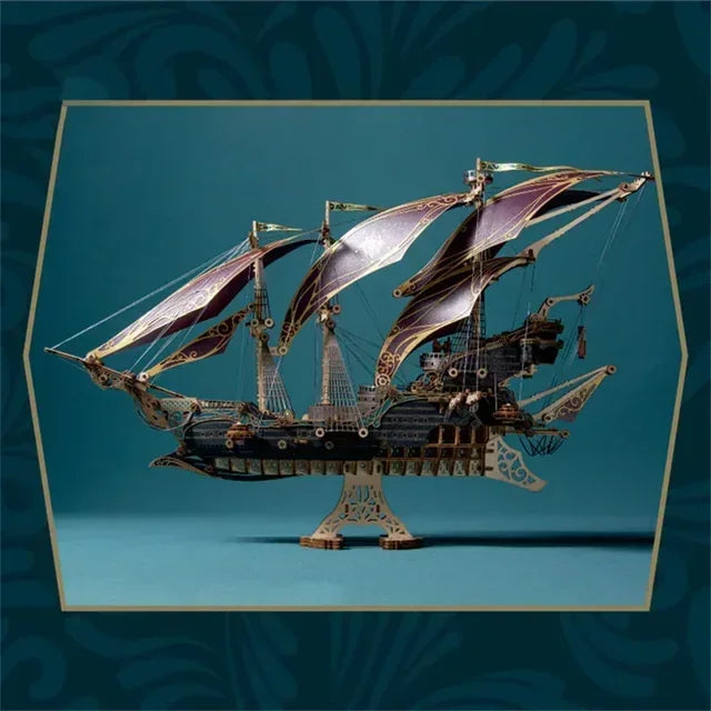 Fantasy spaceship pirate ship 3D three-dimensional puzzle handmade wooden model creative holiday gift