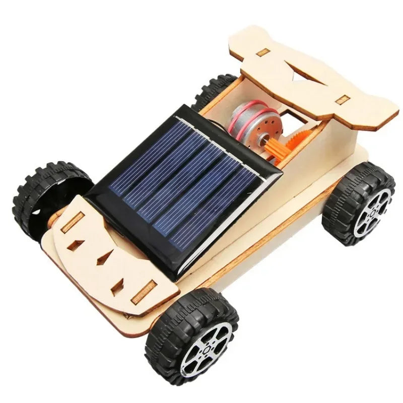 DIY Wooden Solar Car Science Experiment Building Projects Kit Moveable Solar Power RC Car Learning Toy for Children