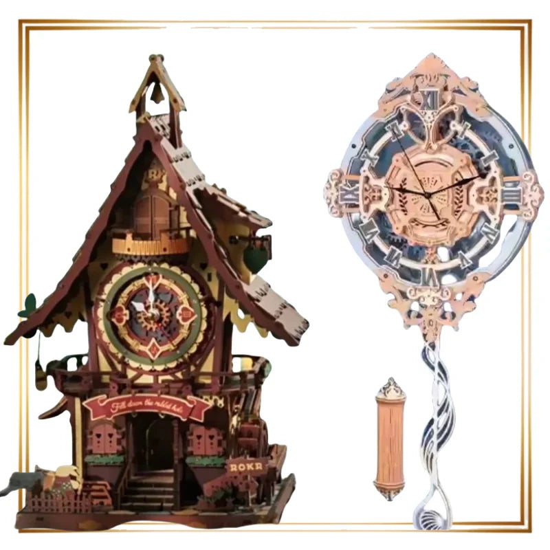 Cuckoo Bird Clock Universal DIY Handmade Birthday Gift Creative Wood Assembly Building Block Decoration Assemble Model Toys
