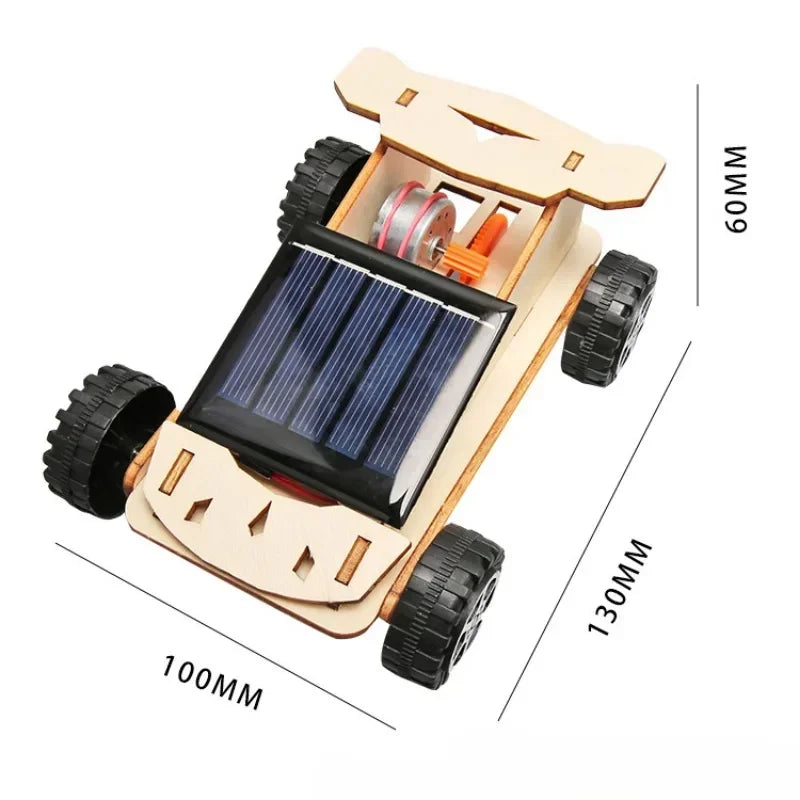 DIY Wooden Solar Car Science Experiment Building Projects Kit Moveable Solar Power RC Car Learning Toy for Children